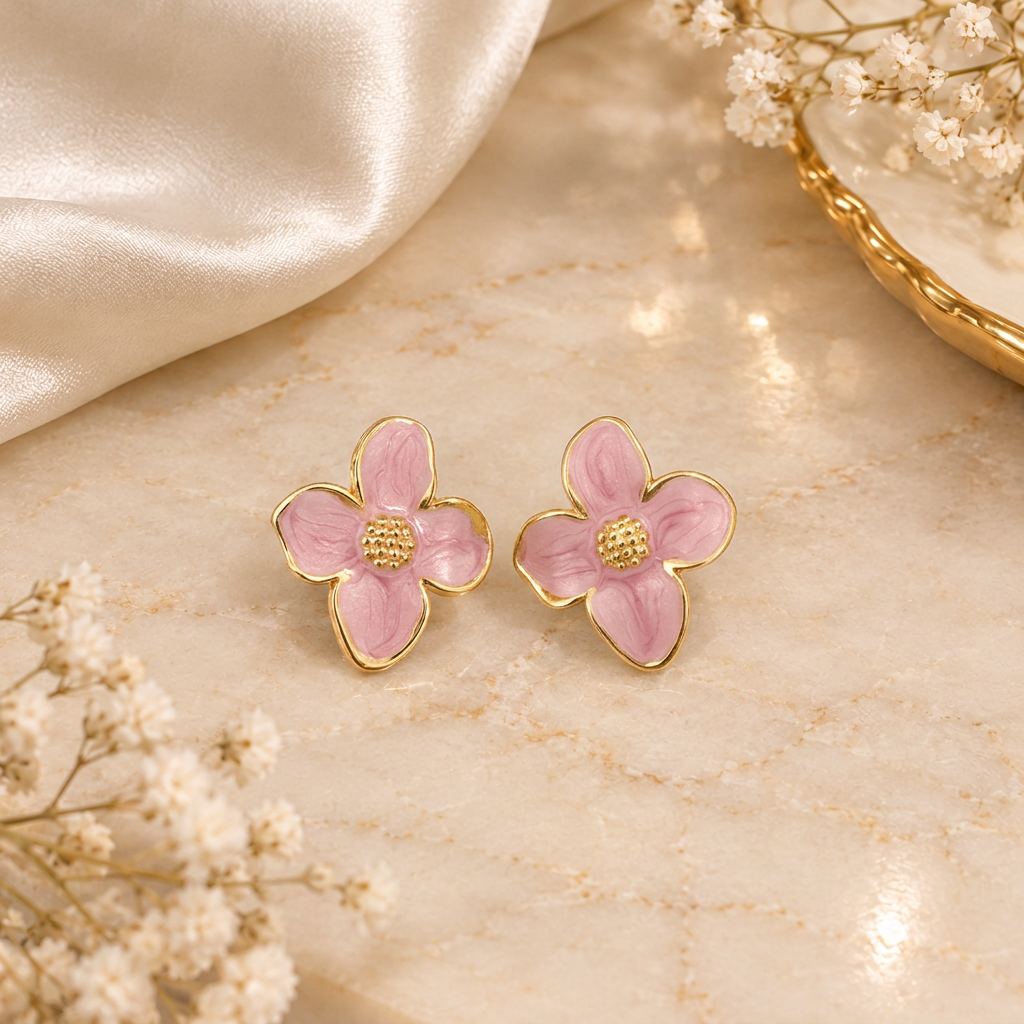 Boucles Églantine roses sur décor beige