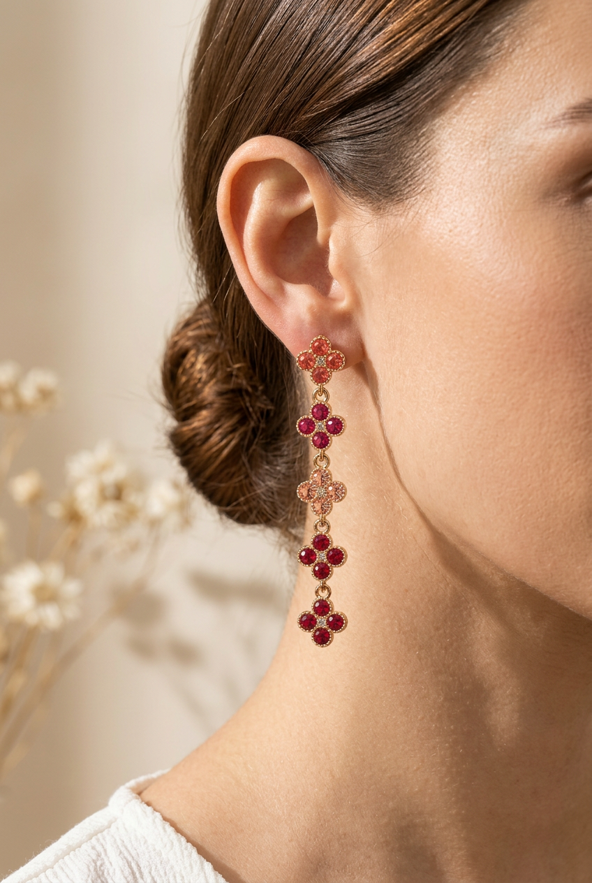Boucle d’oreille Princesse Aurore portée, gros plan sur l’oreille