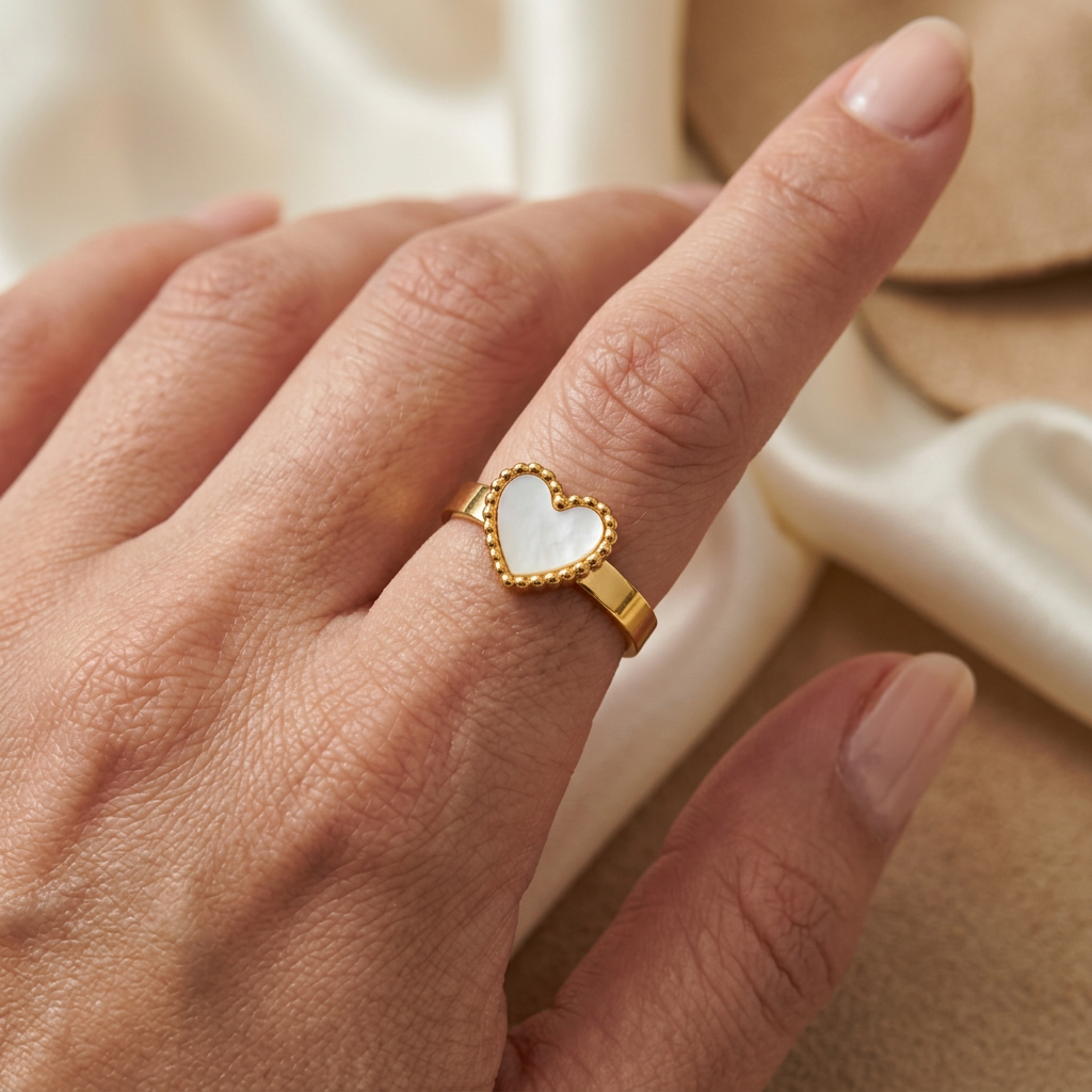 Bague Maelya portée au doigt en gros plan