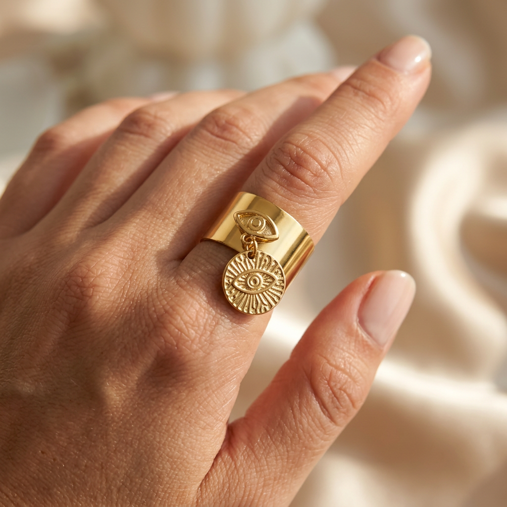 Bague Inès portée au doigt en gros plan