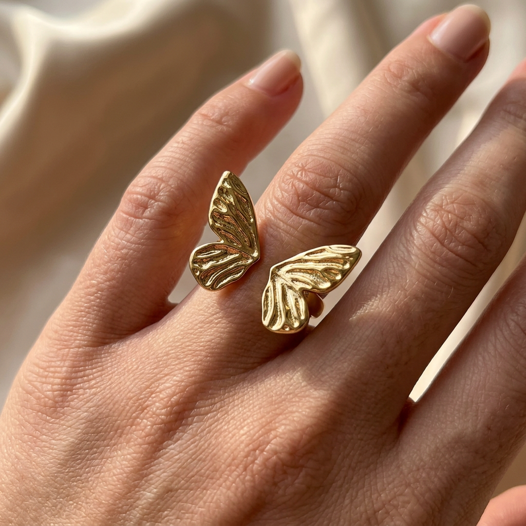Bague Élise portée au doigt