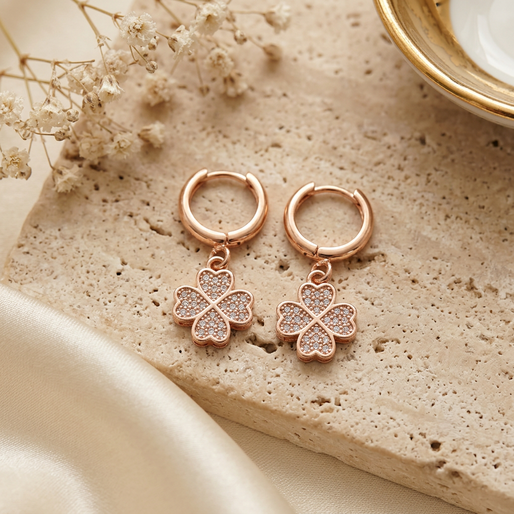 Boucles d’oreilles Selen sur fond beige