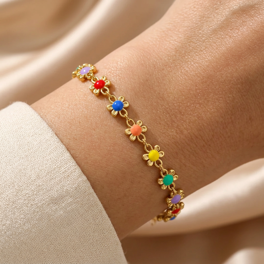Bracelet Stevana porté au poignet en gros plan