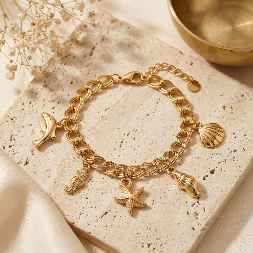 Bracelet Breloque Ariel sur fond beige
